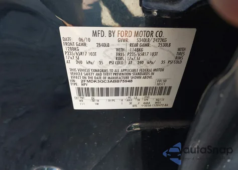 2010 Ford Edge Se z USA, uszkodzony, nr VIN 2FMDK3GC3ABB75948